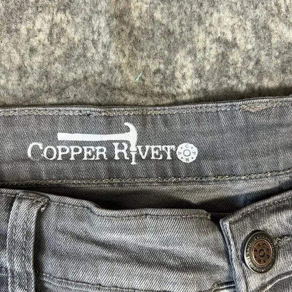 Copper Rivet Relaxed Fit Cargo Utility Pants 42x32 Gray Buckle Strap Moto Street